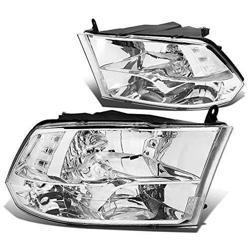09-17 DODGE RAM 1500 10-17 DODGE RAM 2500 3500 CLEAR LENS CHROME HOUSING HEADLIGHTS