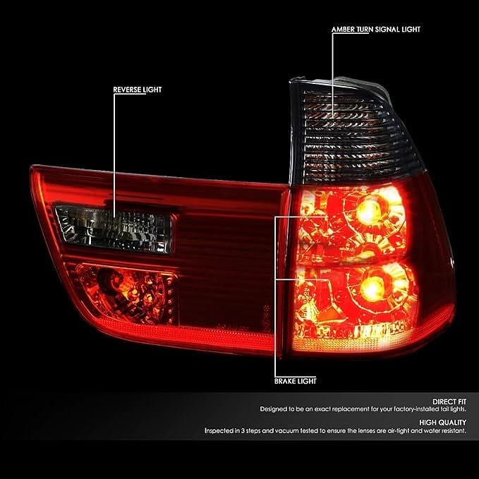 00-06 BMW X5 SMOKE RED PAIR OF TAILLIGHTS