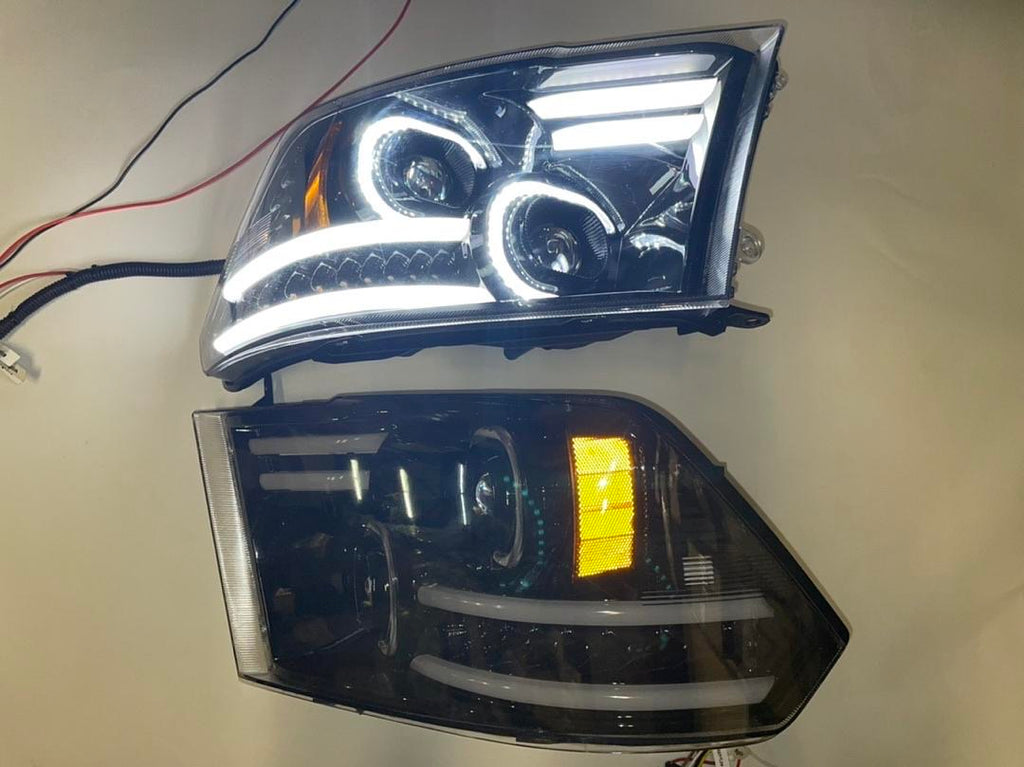 OB 09-17 DODGE RAM BLACK HOUSING CLEAR REFLECTOR AMBER LED BLINKER LED DRL PROJECTOR HEADLIGHTS