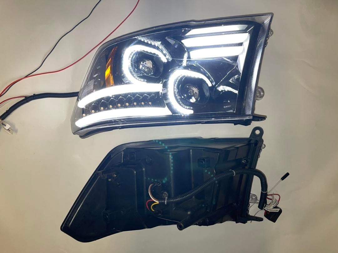 OB 09-17 DODGE RAM BLACK HOUSING CLEAR REFLECTOR AMBER LED BLINKER LED DRL PROJECTOR HEADLIGHTS
