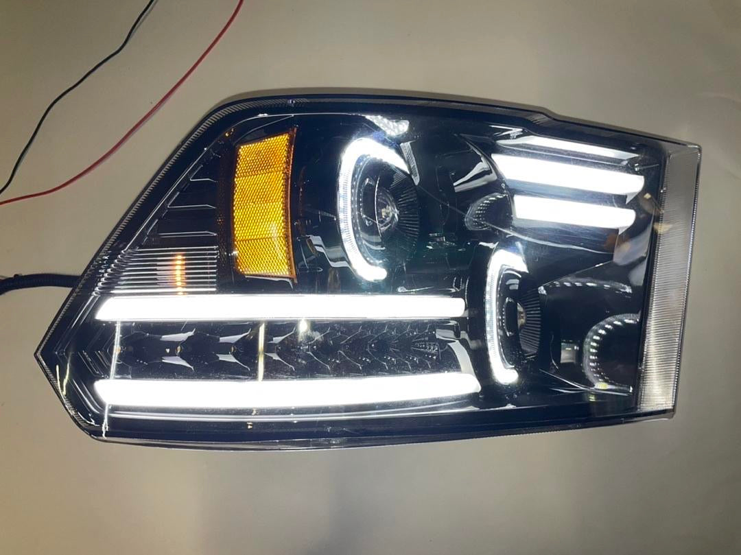 OB 09-17 DODGE RAM BLACK HOUSING CLEAR REFLECTOR AMBER LED BLINKER LED DRL PROJECTOR HEADLIGHTS