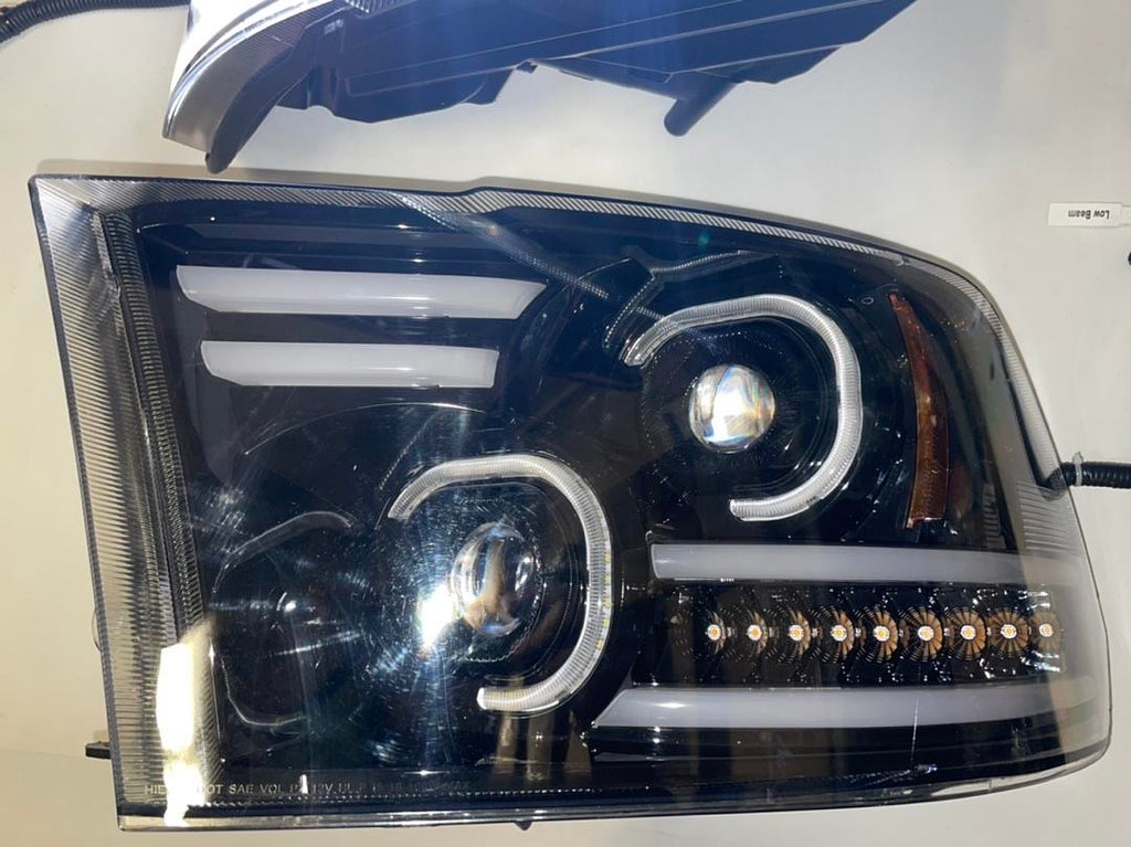 OB 09-17 DODGE RAM BLACK HOUSING CLEAR REFLECTOR AMBER LED BLINKER LED DRL PROJECTOR HEADLIGHTS