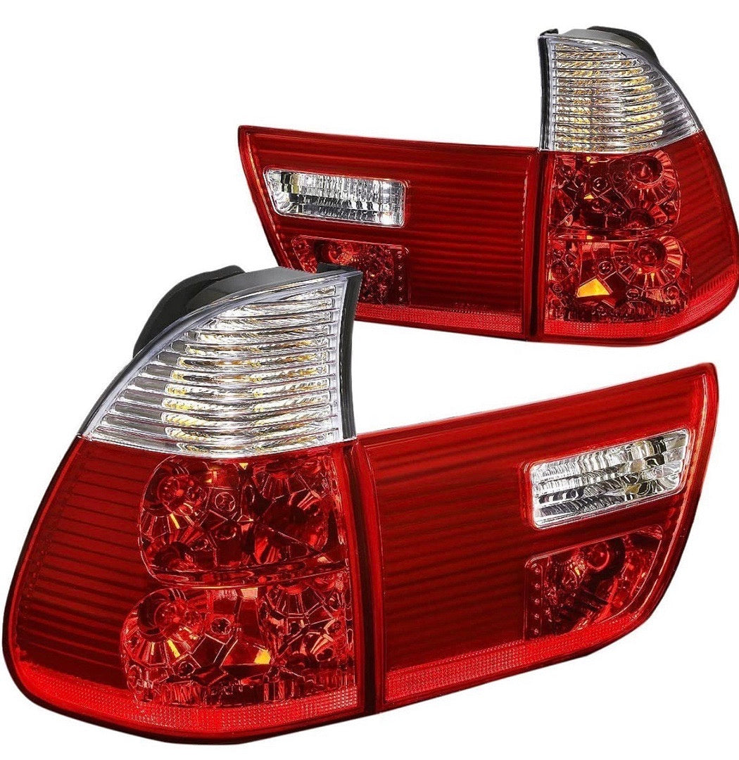 00-06 BMW X5 RED CLEAR PAIR OF TAILLIGHTS
