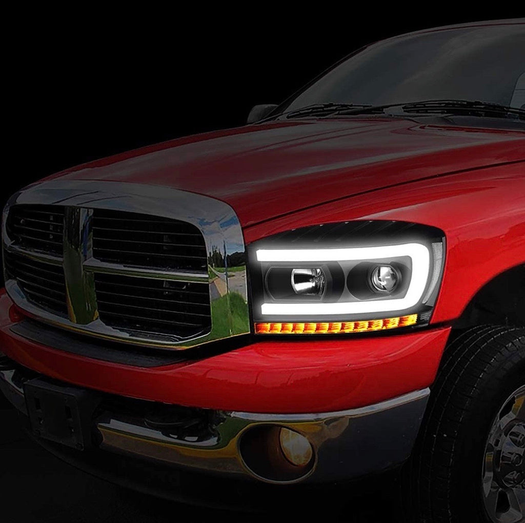 06-08 DODGE RAM 1500 06-09 DODGE RAM 2500 3500 LED-DRL SEQUENTIAL SIGNAL PROJECTOR HEADLIGHTS
