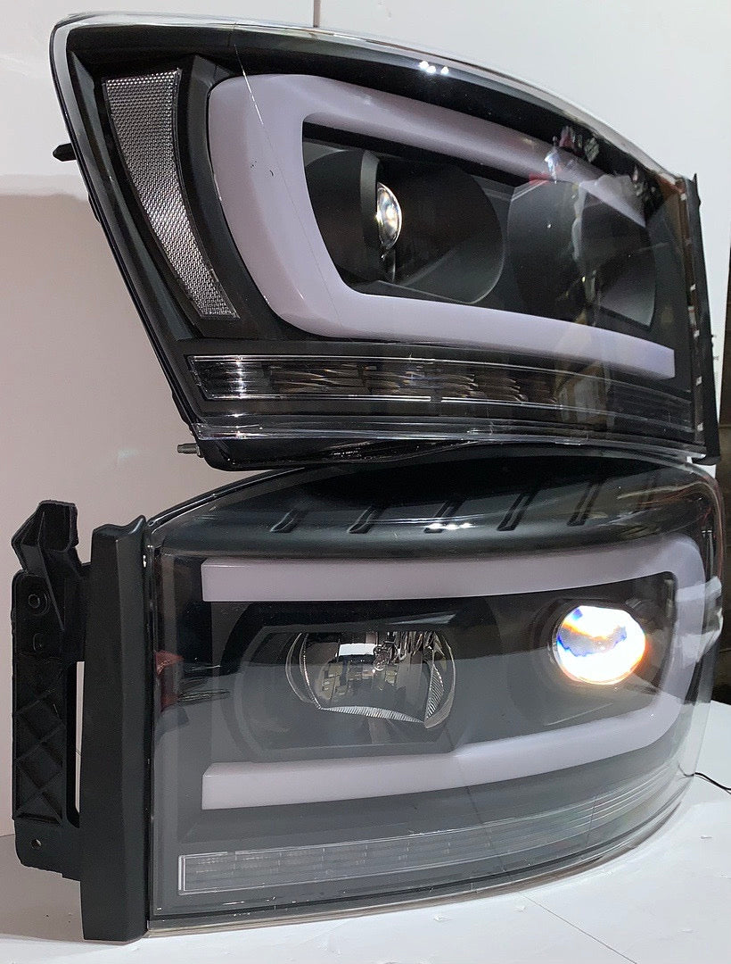06-08 DODGE RAM 1500 06-09 DODGE RAM 2500 3500 LED-DRL SEQUENTIAL SIGNAL PROJECTOR HEADLIGHTS