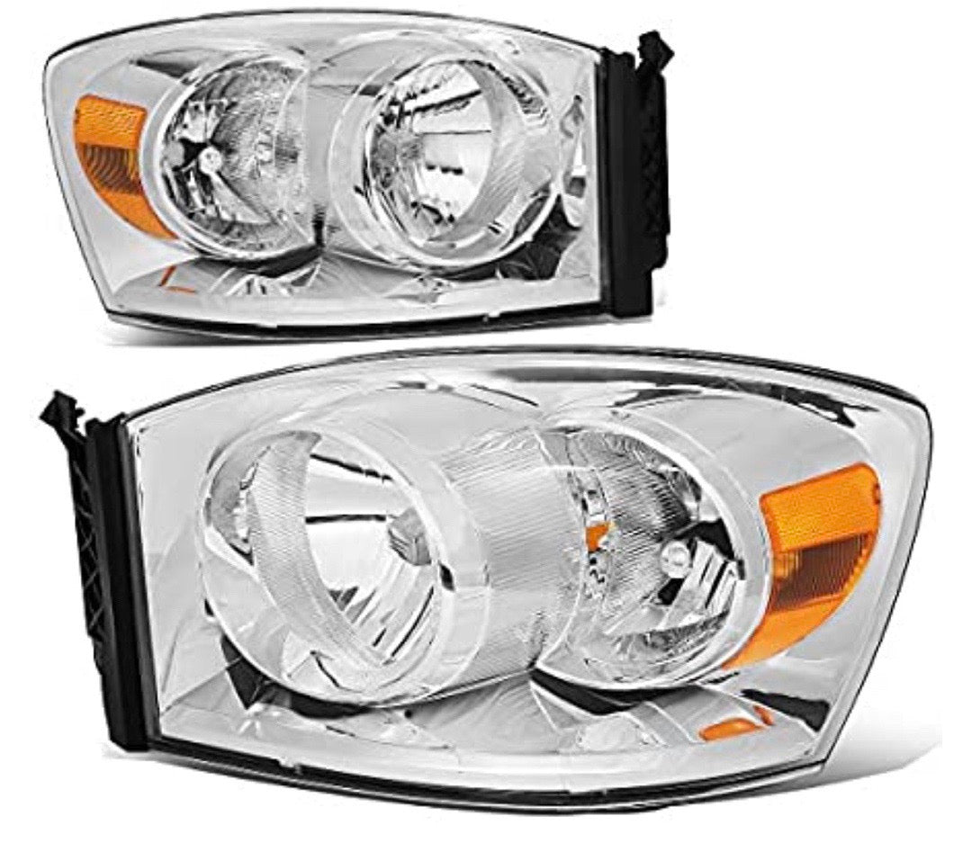 06-08 DODGE RAM 1500 CHROME AMBER HEADLIGHT