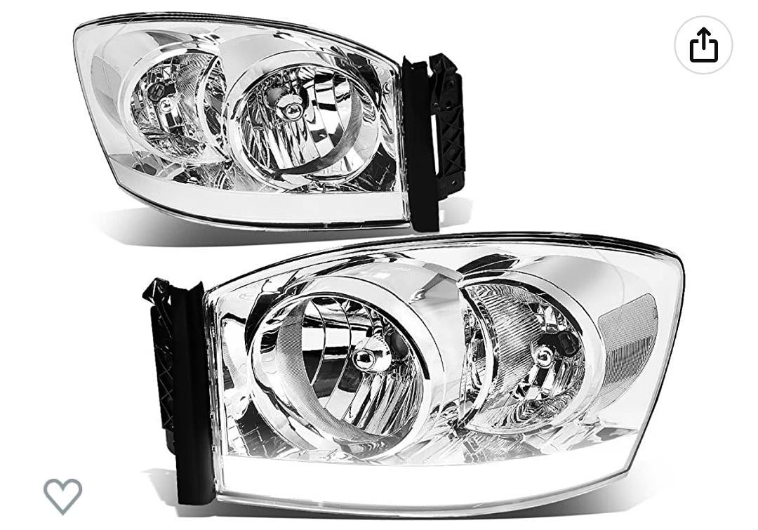 OB HL-LB-DR06-CH-CL1 06-08 DODGE RAM 06-09 DODGE RAM 2500 3500 CHROME HOUSING CLEAR CORNER HEADLIGHTS