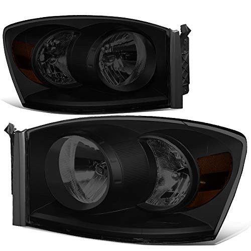 OB 06-08 DODGE RAM BLAACK SMOKED AMBER HEADLIGHT