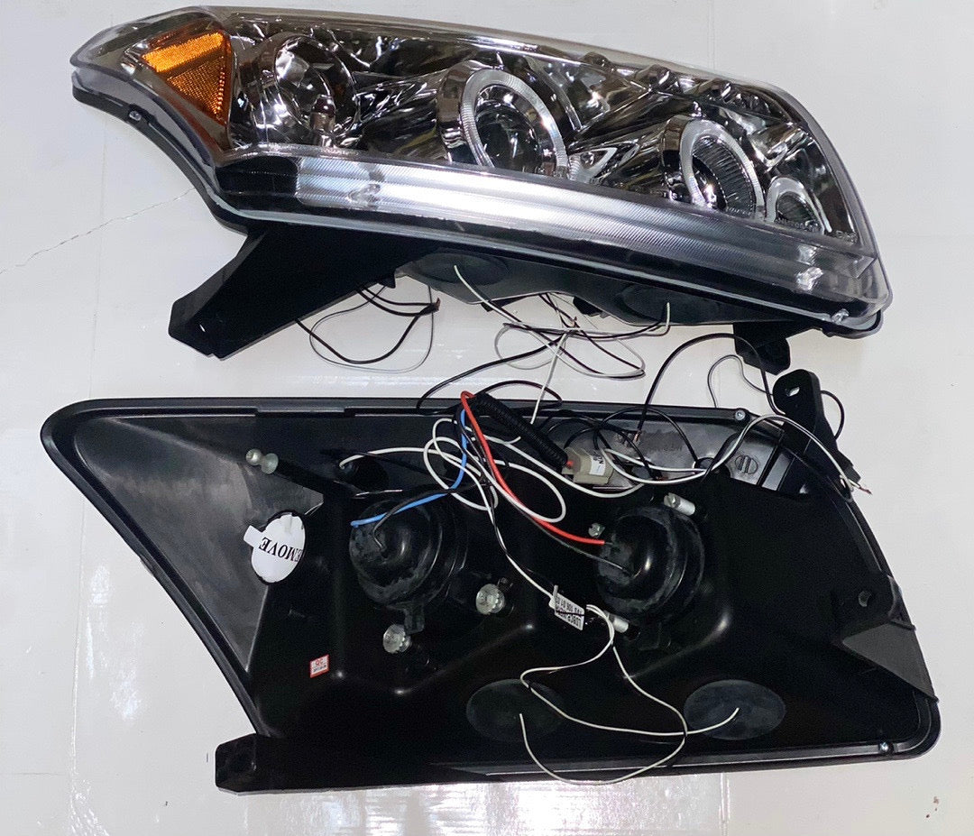 07-10 DODGE CALIBER CHROME HOUSING AMBER PROJECTOR HALOGEN HEADLIGHTS
