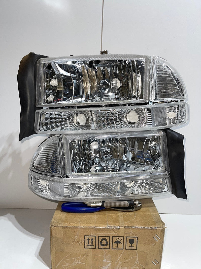 97-04 DODGE DAKOTA / DURANGO CHROME HOUSING CLEAR CORNER HEADLIGHTS