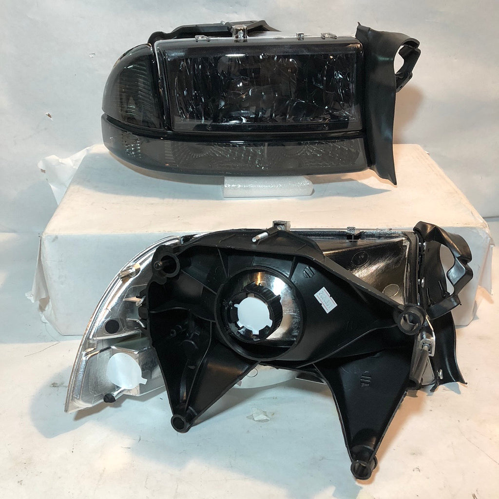 98-04 DODGE DURANGO / DAKOTA SMOKED LENS CLEAR CORNER HEADLIGHTS