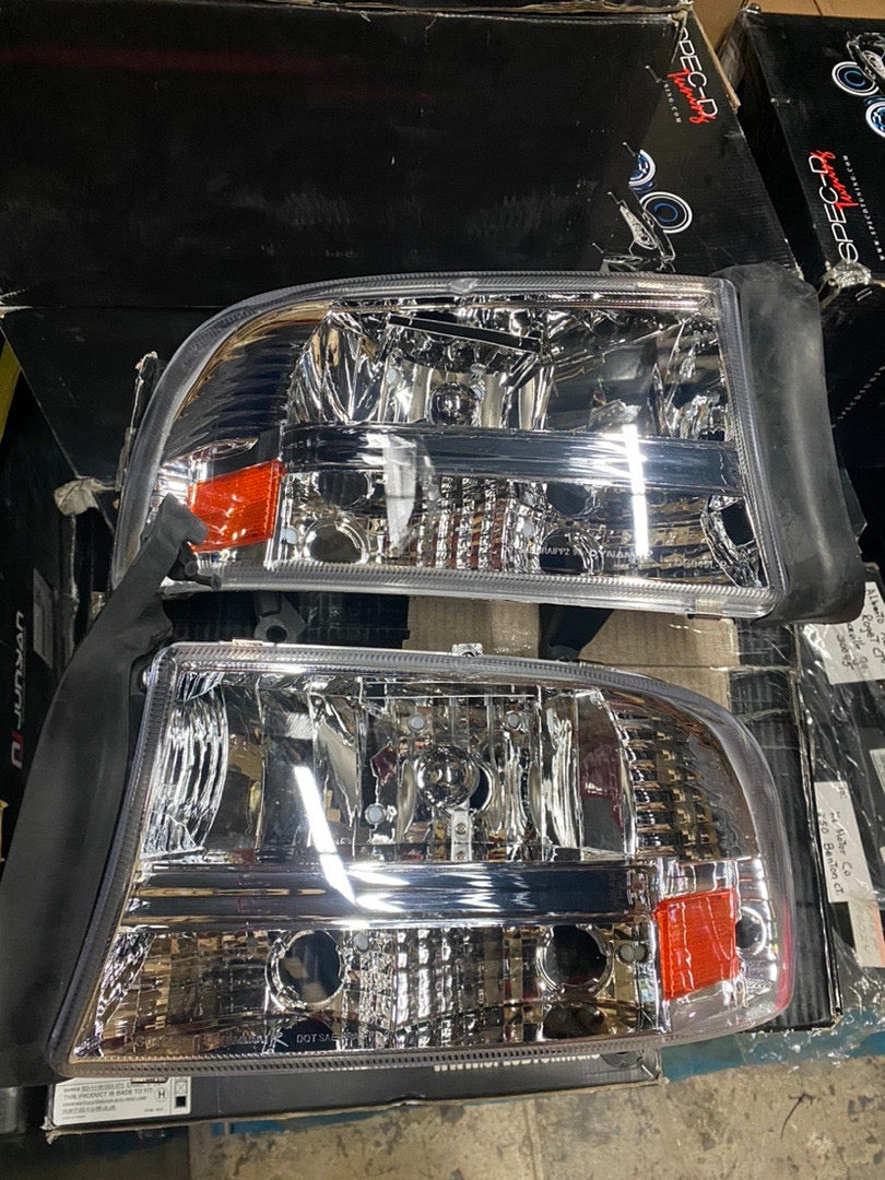 OB 98-04 DODGE DAKOTA 97-03 DODGE DURANGO CHROME HOUSING AMBER CLEAR LENS HEADLIGHTS