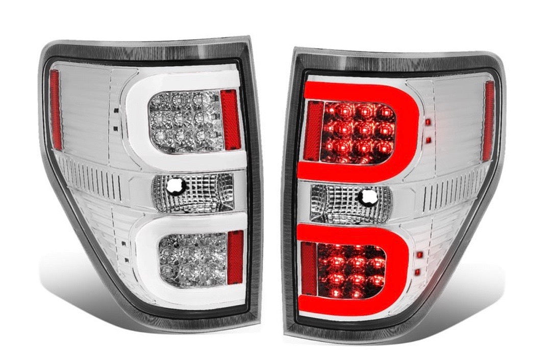 09-14 FORD F-150 LED 3D TAIL LIGHTS CHROME CLEAR