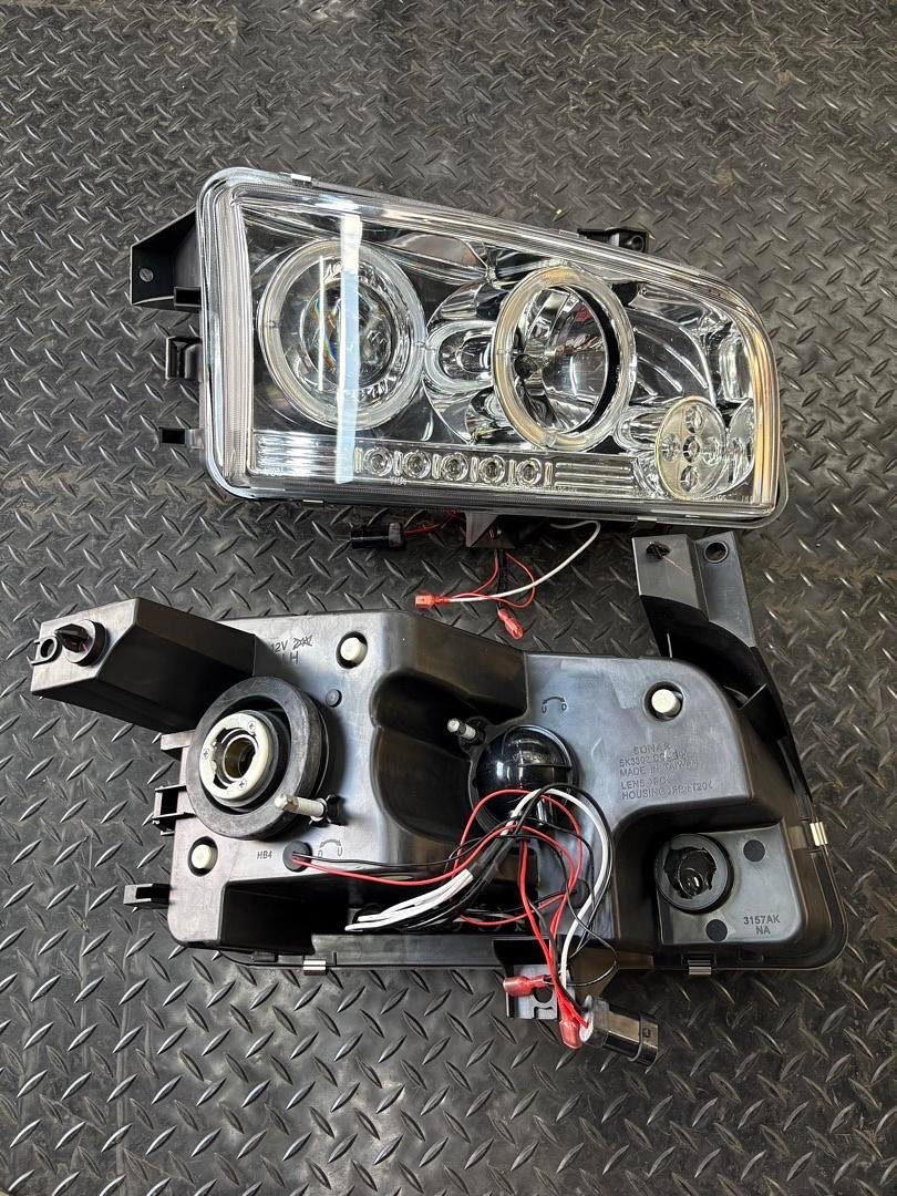 2006-2010 DODGE CHARGER CHROME CLEAR LED HALO PROJECTOR HEADLIGHTS
