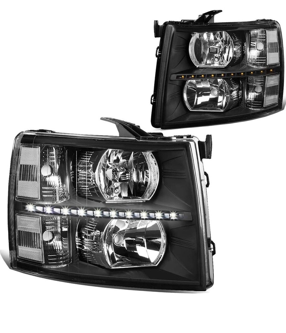 07-13 CHEVY SILVERADO HEADLIGHTS LED BLACK HOUSING