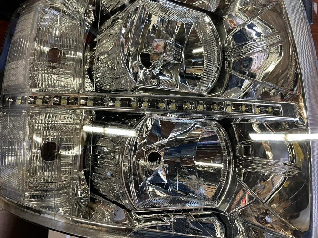 REFURBISHED 07-13 CHEVY SILVERADO LED CHROME CLEAR HEADLIGHTS