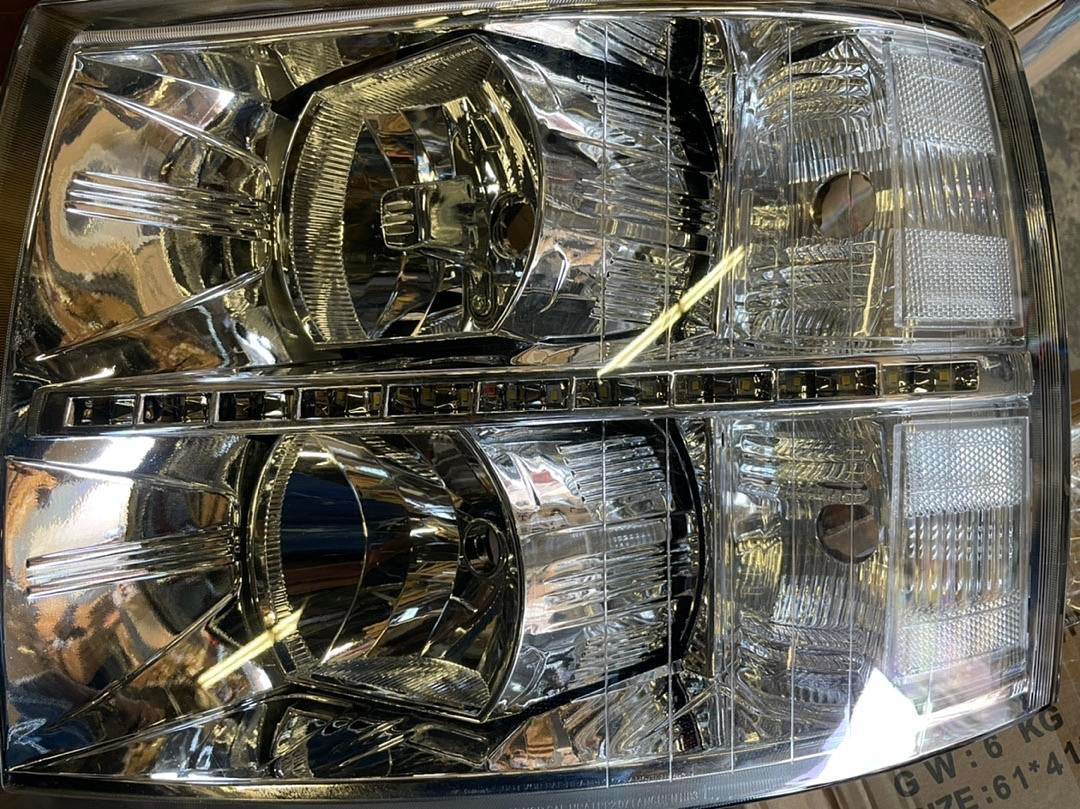 REFURBISHED 07-13 CHEVY SILVERADO LED CHROME CLEAR HEADLIGHTS