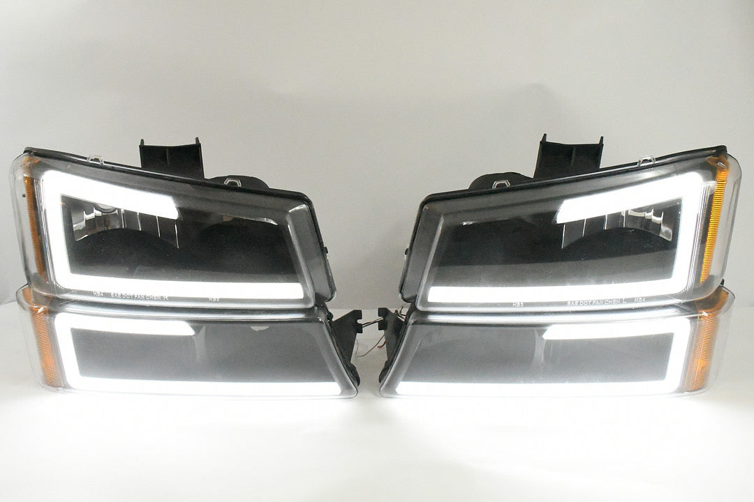 03-06 CHEVY SILVERADO 4pc black amber led drl headlights