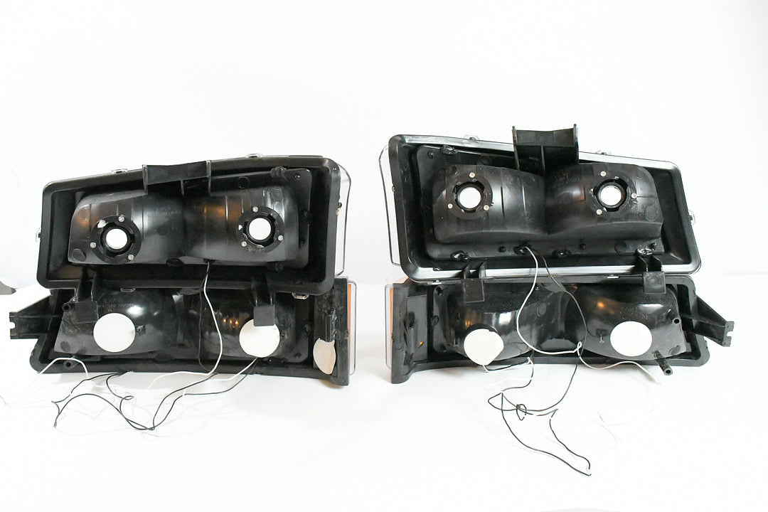 03-06 CHEVY SILVERADO 4pc black amber led drl headlights