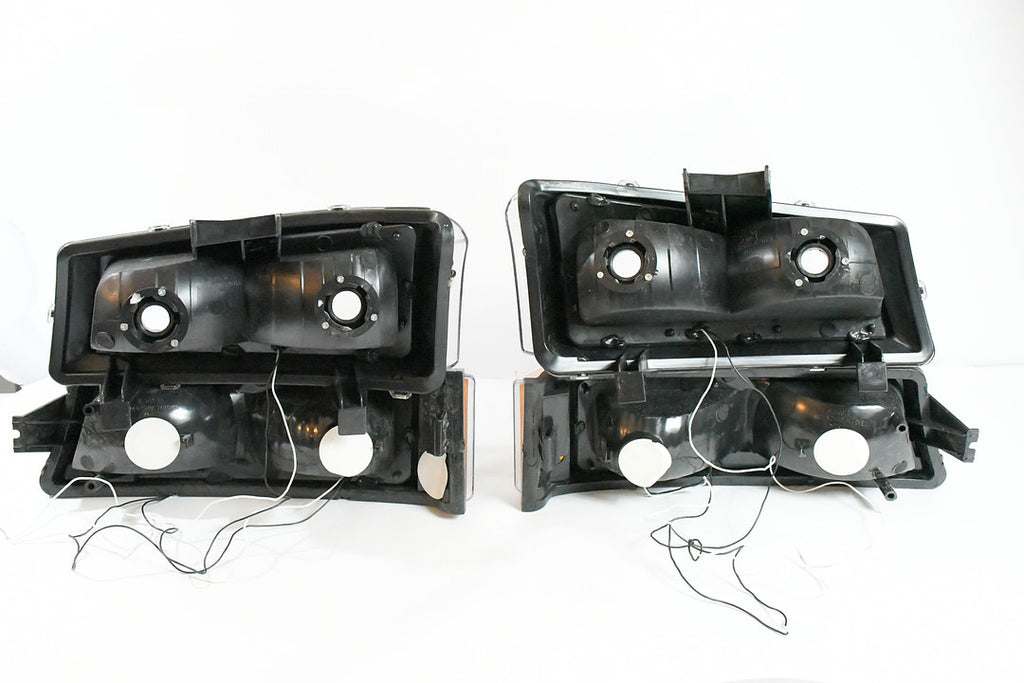 03-06 CHEVY SILVERADO LED DRL BLACK HOUSING CLEAR LENS HEADLIGHTS