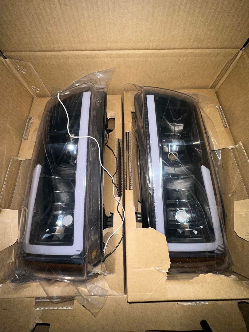 03-06 CHEVY SILVERADO 4pc black amber led drl headlights