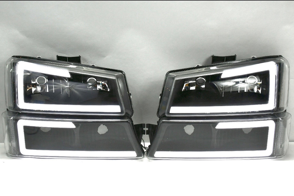 03-06 CHEVY SILVERADO LED DRL BLACK HOUSING CLEAR LENS HEADLIGHTS