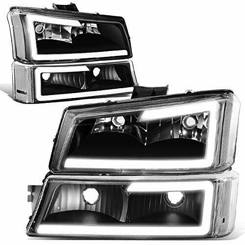 03-06 CHEVY SILVERADO LED DRL BLACK HOUSING CLEAR LENS HEADLIGHTS