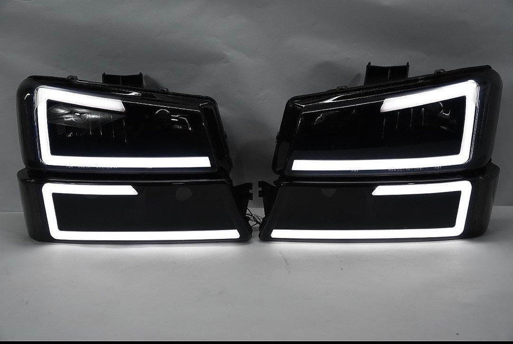 03-06 CHEVY SILVERADO 4pcs black housing smoked lens led drl headlights