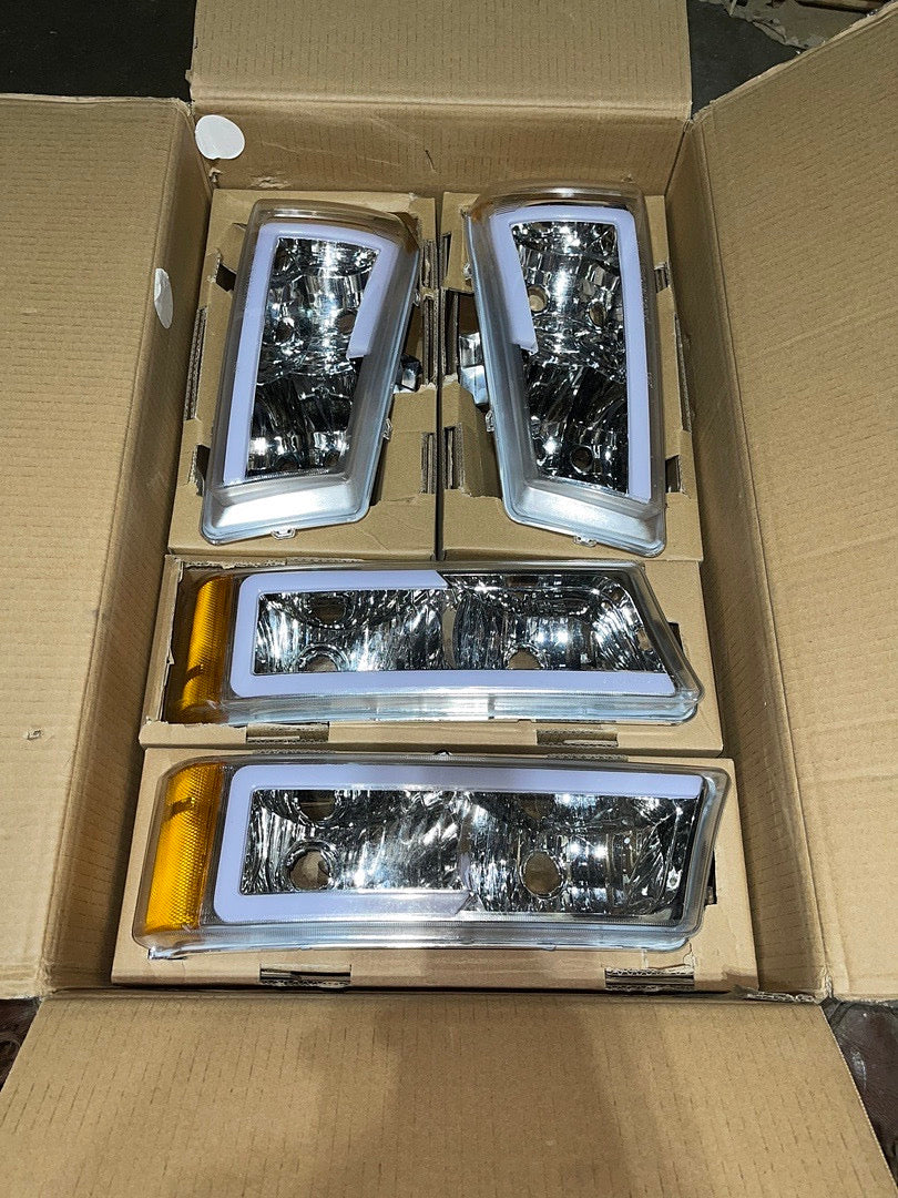 CHEVY SILVERADO / AVALANCHE LED HEADLIGHTS FOR 2003 TO 2006 chrome amber 4pcs