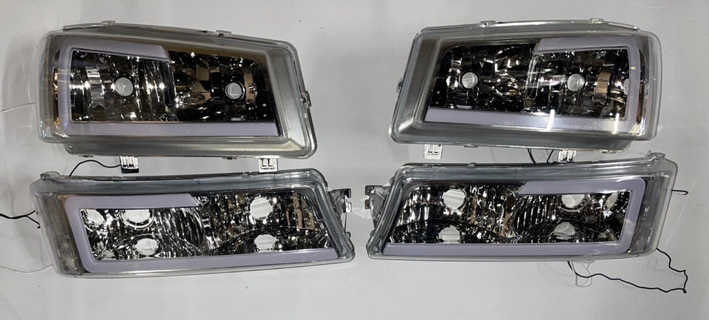03-06 CHEVY SILVERADO LED CHROME HOUSING CLEAR HEADLIGHTS