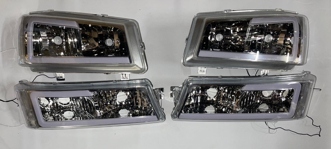 03-06 CHEVY SILVERADO LED CHROME HOUSING CLEAR HEADLIGHTS