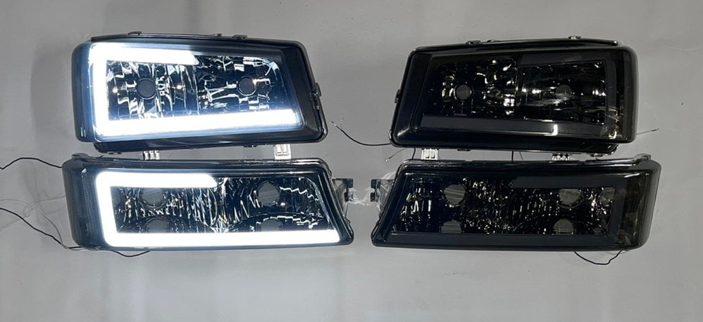 03-06 CHEVY SILVERADO SMOKED CLEAR HEADLIGHTS LED 3D