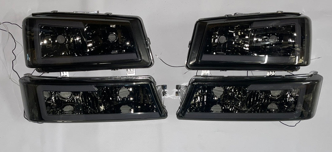03-06 CHEVY SILVERADO SMOKED CLEAR HEADLIGHTS LED 3D
