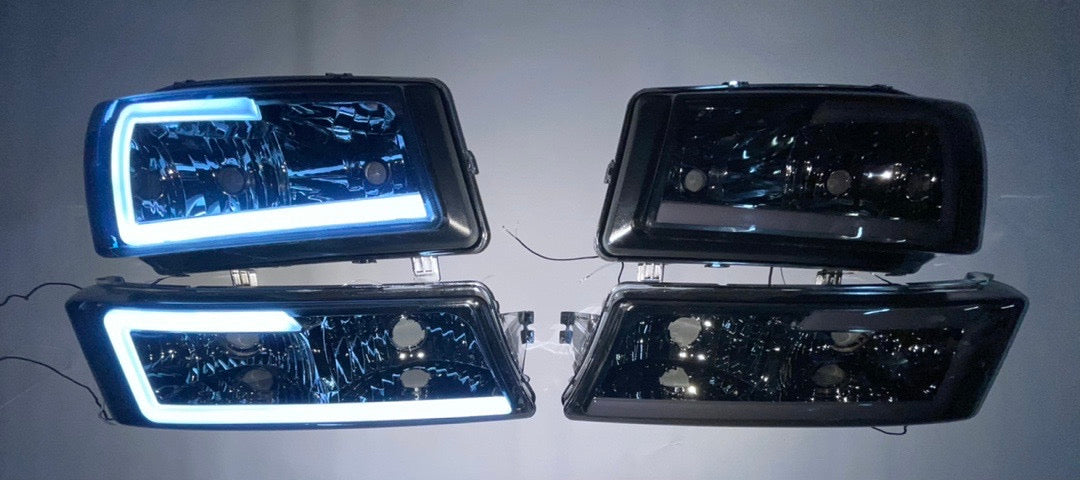 03-06 CHEVY SILVERADO SMOKED CLEAR HEADLIGHTS LED 3D