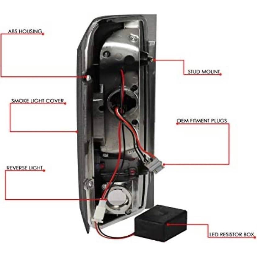 90-96 FORD F-150 / BRONCO 90-97 FORD F-250 F-350 F SUPER DUTY CHROME HOUSING AND SMOKED LENS TAILLIGHT