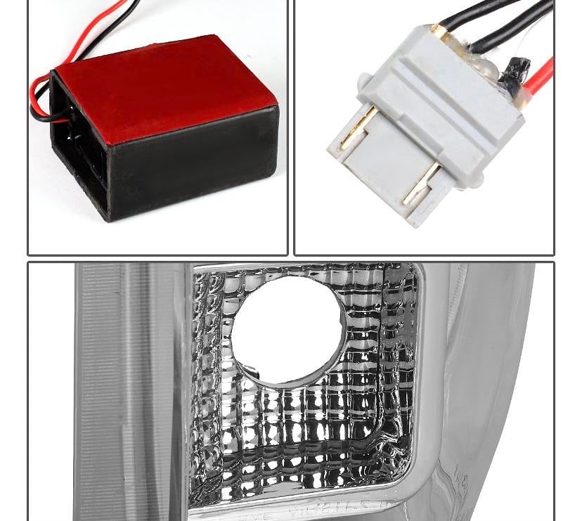 90-96 FORD F-150 / BRONCO 90-97 FORD F-250 F-350 F SUPER DUTY CHROME HOUSING AND CLEAR LENS TAILLIGHT