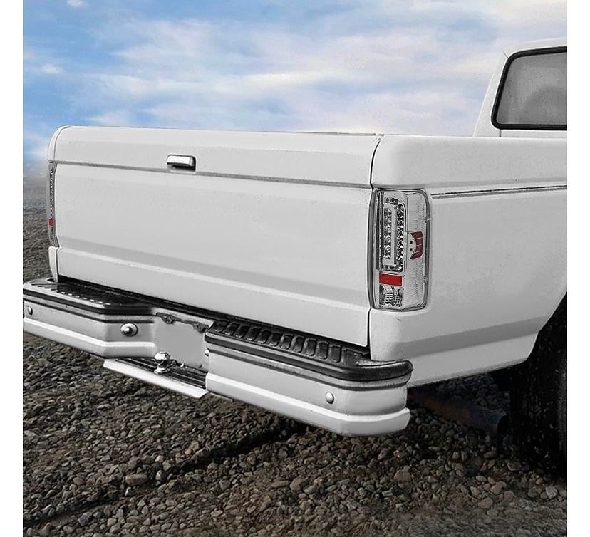 90-96 FORD F-150 / BRONCO 90-97 FORD F-250 F-350 F SUPER DUTY CHROME HOUSING AND CLEAR LENS TAILLIGHT