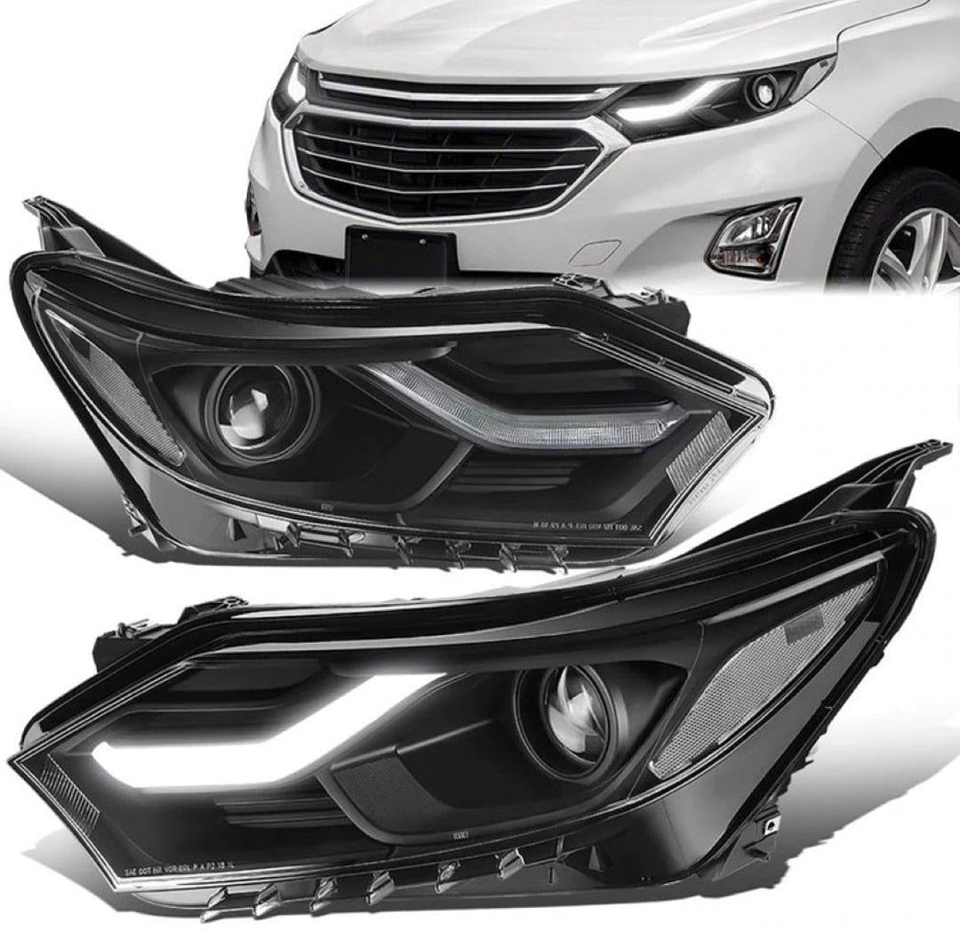 18-21 CHEVY EQUINOX LED DRL PROJECTOR HEADLIGHTS - BLACK HOUSING CLEAR CORNER