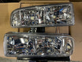 98-04 CHEVY S10/BLAZER CHROME HOUSING CLEAR HEADLIGHT TOPS PIECES ONLY SPEC-D TUNING