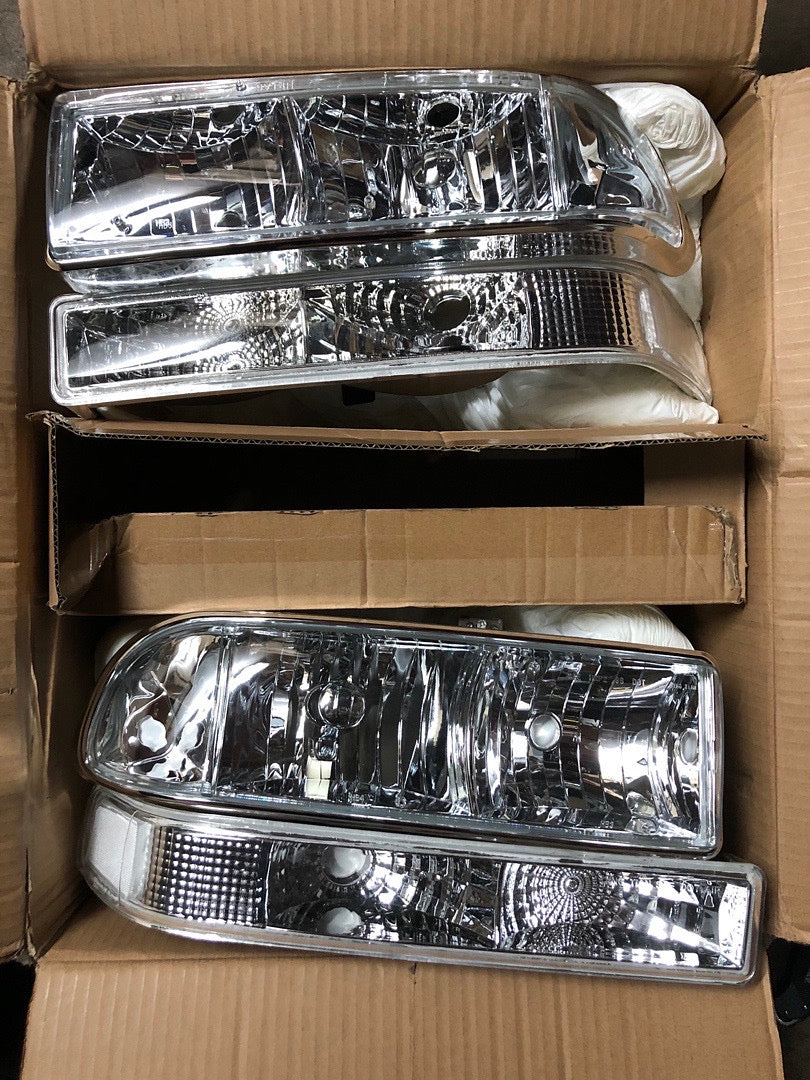 OB 98-04 CHEVY BLAZER / S10 CHROME HOUSING AND CLEAR HEADLIGHTS