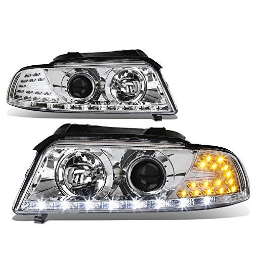 96-01 AUDI A4 QUATTRO LED DRL PROJECTOR PAIR OF CHROME HEADLIGHTS
