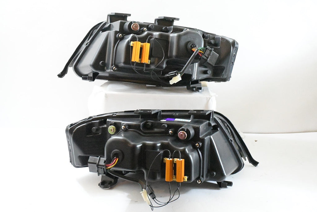 98-01 AUDI A6 QUATTRO DRL LED PROJECTOR PAIR OF CHROME HEADLIGHTS