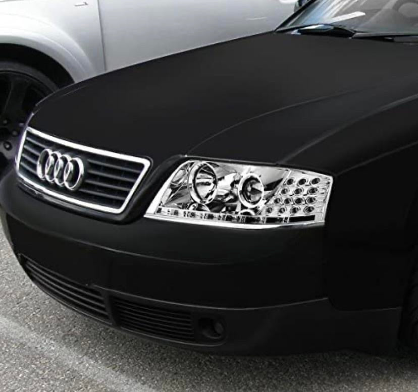 98-01 AUDI A6 QUATTRO DRL LED PROJECTOR PAIR OF CHROME HEADLIGHTS