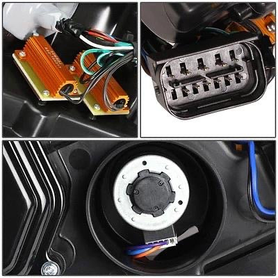 07-10 BMW 328I 335I / XI / XDRIVE / M3 U HALO PROJCTOR SEQUENTIAL DRL LED HID PAIR OF BLACK HEADLIGHGTS HL-3D-HID-E92-BK