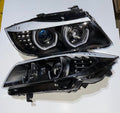 05-08 BMW 3-SERIES 4DR ONLY DUAL HALO PROJECTOR PAIR OF BLACK HEADLIGHTS BEAMERS