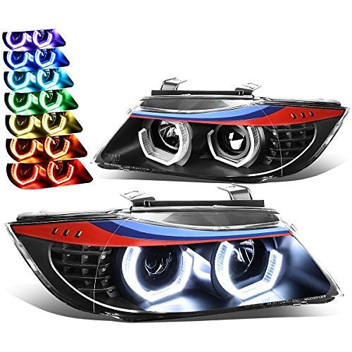 05-08 BMW 325I/325XI M-STYLE BLACK HOUSING U-HALO APP CONTROL COLOR CHANGING HEADLIGHTS