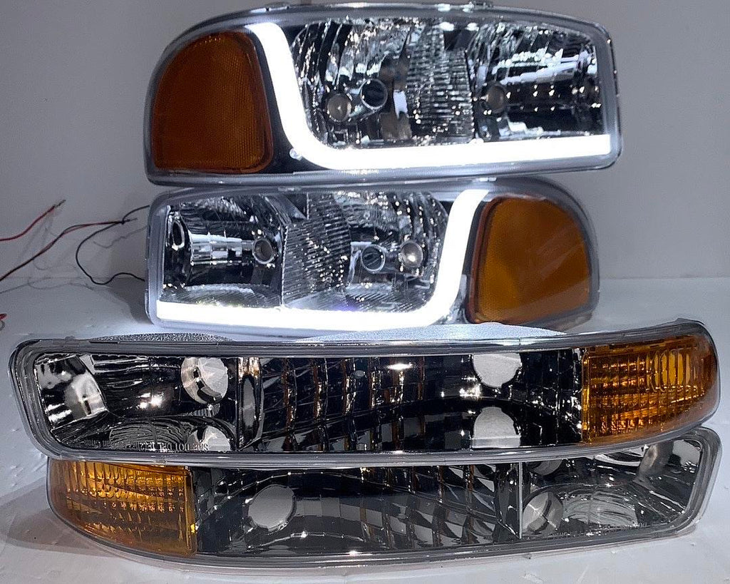 REFURBISHED 99-06 GMC SIERRA / YUKON CHROME AMBER WITH LED HEADLIGHTS
