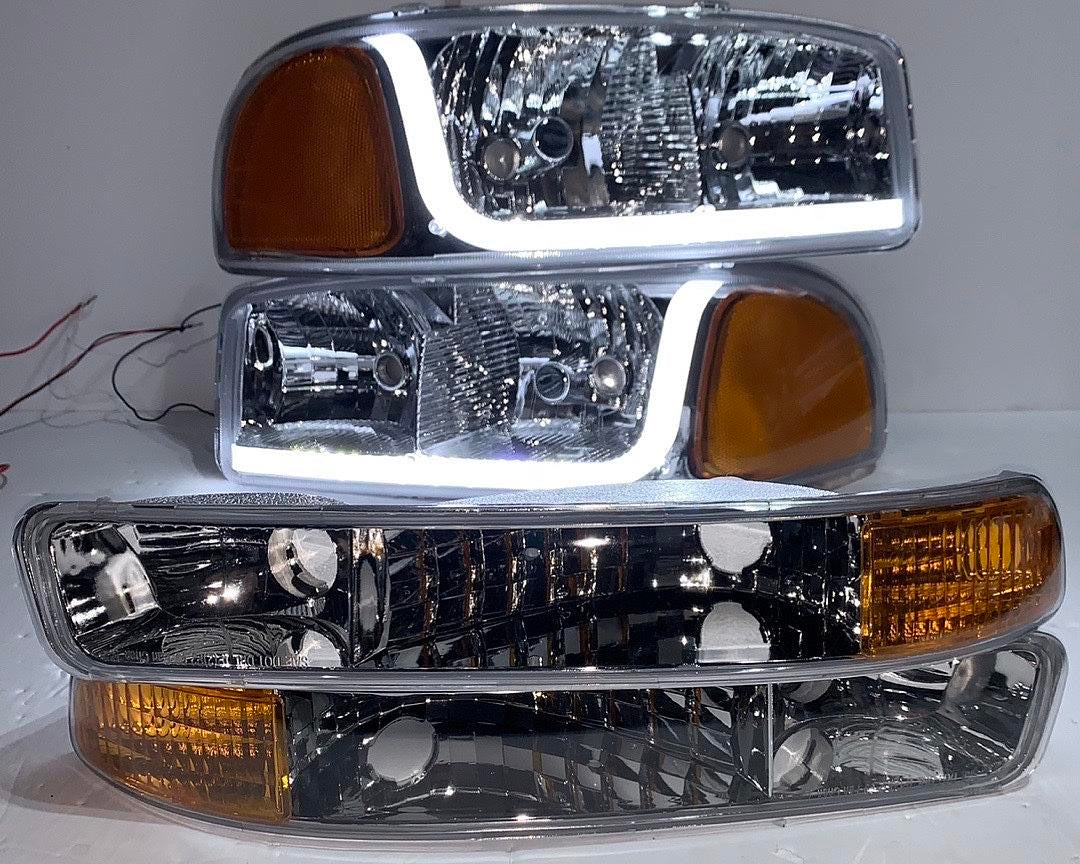 REFURBISHED 99-06 GMC SIERRA / YUKON CHROME AMBER WITH LED HEADLIGHTS