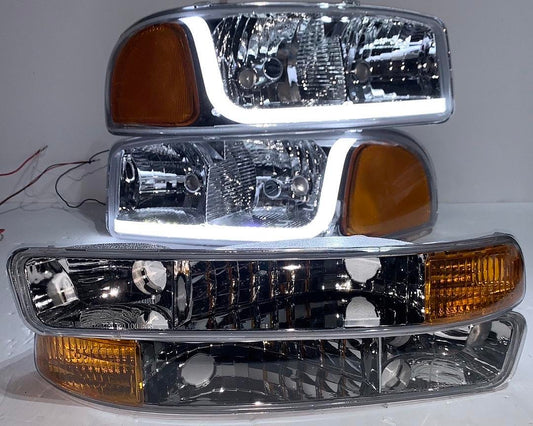 REFURBISHED 99-06 GMC SIERRA / YUKON CHROME AMBER WITH LED HEADLIGHTS