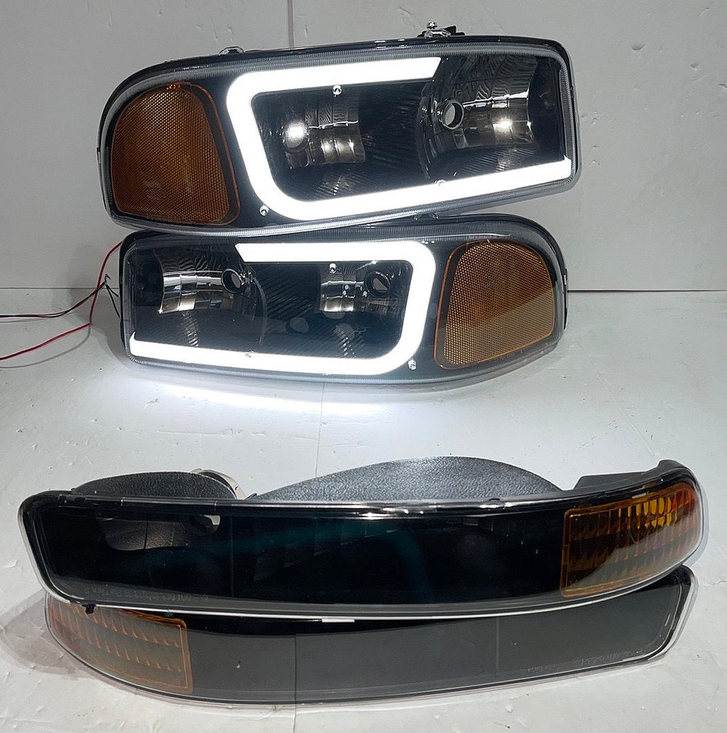 REFURBISHED 99-06 GMC SIERRA / YUKON BLACK AMBER WITH LED HEADLIGHTS